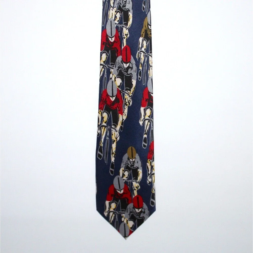 ExerStuff Vintage Necktie blue Cyclists bicycle Silk